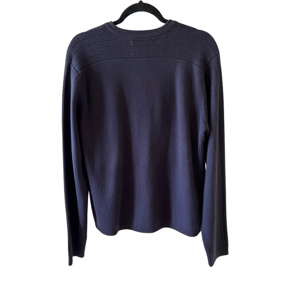 ABERCROMBIE & FITCH Men's Blue W/Stripes V-Neck Pullover Acrylic Sweater Medium - Picture 3 of 5